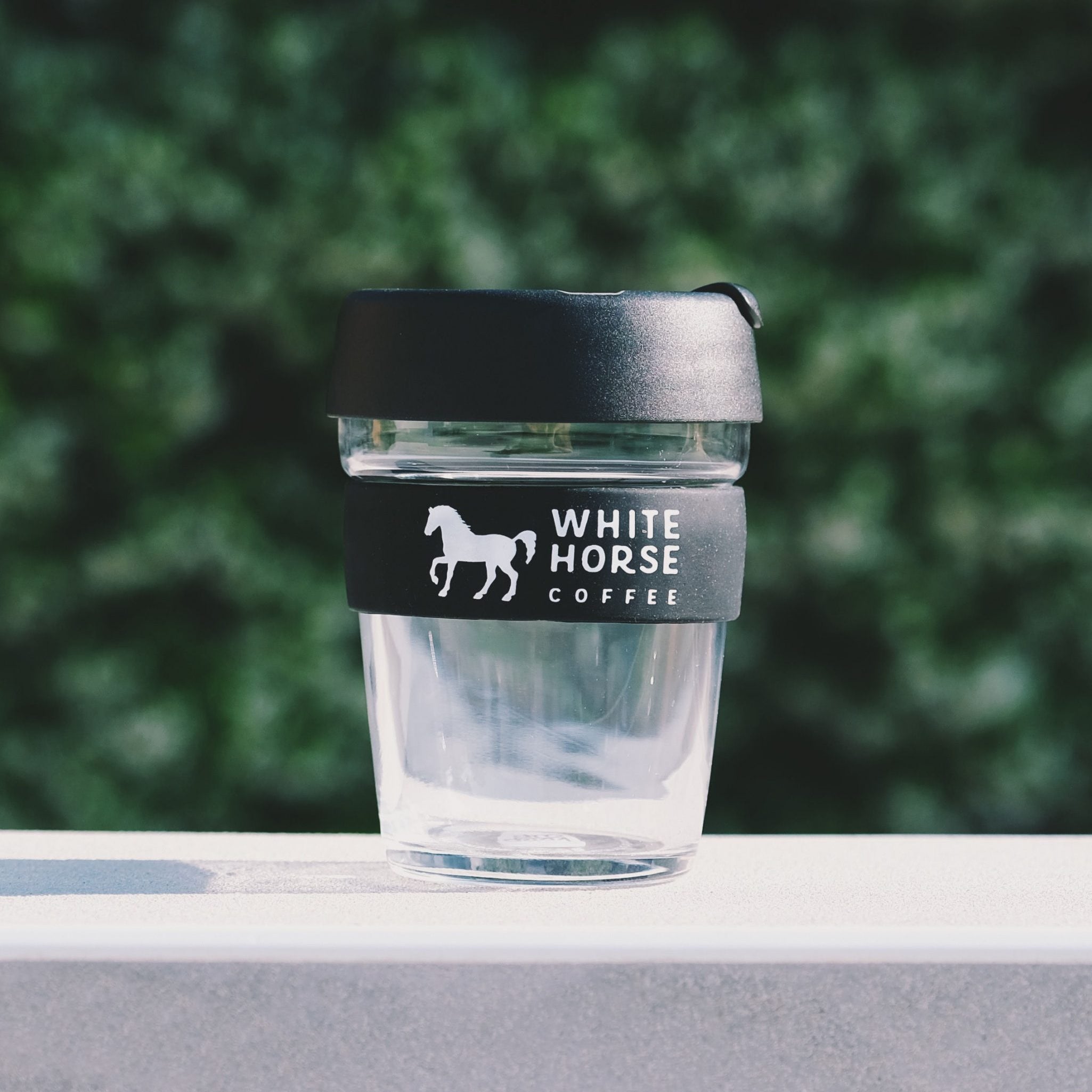 White Horse Coffee Glass Keep Cup
